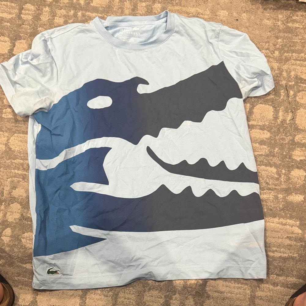 Lacoste Light Blue Tee with Navy Croc Graphic